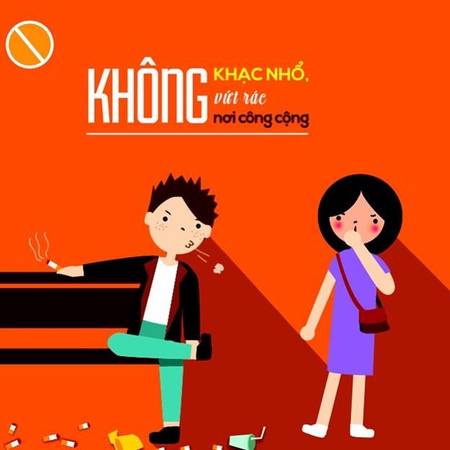 Không khạc nhổ, vứt rác nơi công cộng