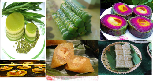 Tại đây, du khách được thưởng thức các món ngon chế biến từ hạt gạo như bánh chưng, bánh dày, bánh bảy màu, bánh tẻ...